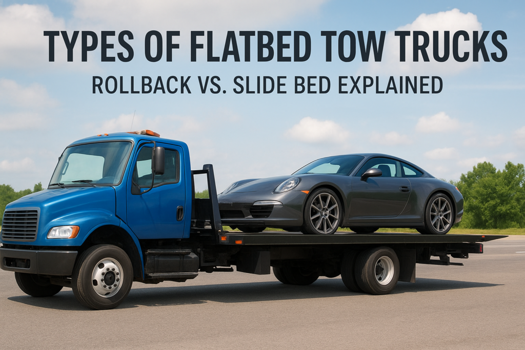 Types of Flatbed Tow Trucks: Rollback vs. Slide Bed Explained Types of Flatbed Tow Trucks: Rollback vs. Slide Bed Explained