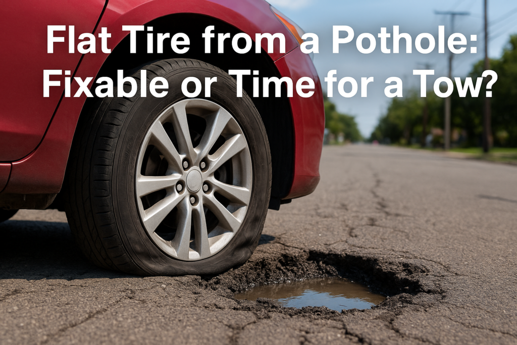 Flat Tire from a Pothole: Fixable or Time for a Tow? Flat Tire from a Pothole: Fixable or Time for a Tow?